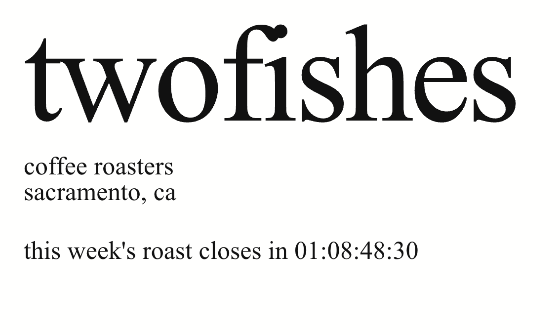 Screenshot from coffee roaster website